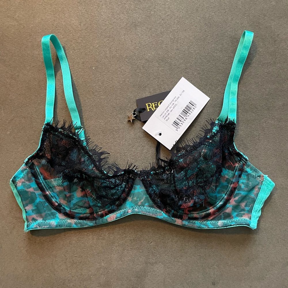 NWT Teal/Mint Green Animal Print Lace Lingerie Set - Picture 4 of 9